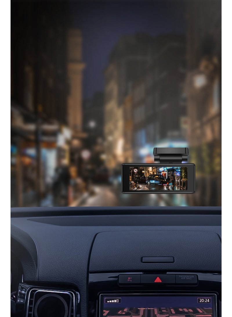 باورولوجي كاميرا داش FHD للسيارات مع عدستين أمامية وخلفية، عدسة أمامية 2560x1440، عدسة خلفية، بطاقة 64GB، واي فاي مدمج، مستشعر G مع مسجل فيديو DVR للسيارة، مراقب مواقف 24 ساعة. - Image 2